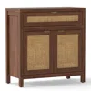 Hivvago Sideboard Storage Cabinet With Rattan Doors And Drawer-brown In Brown