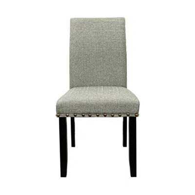 Hivvago Sie 25 Inch Dining Chair, Nailhead Trim, Padded Gray Upholstery, Black Wood