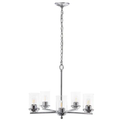 HIVVAGO SILVER AND CLEAR CHANDELIER FIVE LIGHT IRON CEILING LIGHT WITH CLEAR SHADES