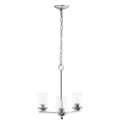 Hivvago Silver And Clear Chandelier Three Light Iron Ceiling Light With Clear Shades