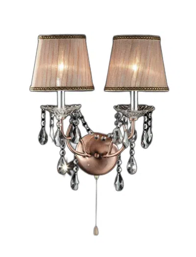 Hivvago Silver And Pink Faux Crystal Dual Light Hanging Wall Sconce In Multi