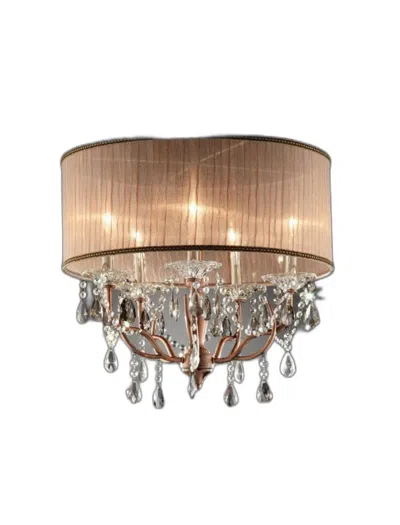 Hivvago Silver And Pink Faux Crystal Hanging Chandelier Lamp In Brown