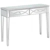 Hivvago Silver Glass Mirror Console Table In White