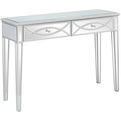 Hivvago Silver Glass Mirror Console Table In White