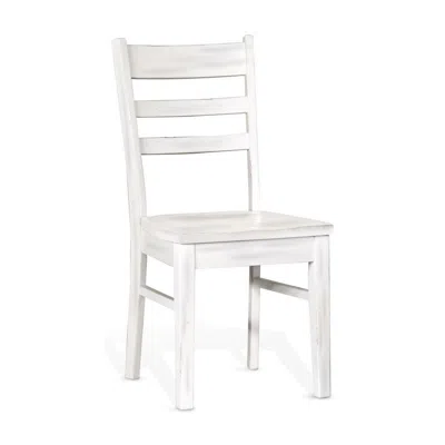 Hivvago Sime Dining Chair Set Of 2, Ladderback Design, Off White Mahogany Wood