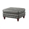 Hivvago Simi 34 Inch Square Ottoman, Handcrafted Legs, Gray Vegan Faux Leather