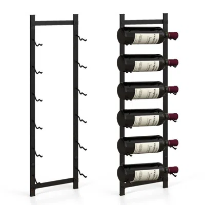 Hivvago Simple Black Metal Wall Mounted 6-bottle Wine Rack
