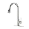 Hivvago Single Handle High Arc Brushed Nickel Pull Out Kitchen Faucet In Silver