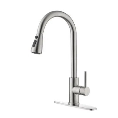 Hivvago Single Handle High Arc Brushed Nickel Pull Out Kitchen Faucet In Silver