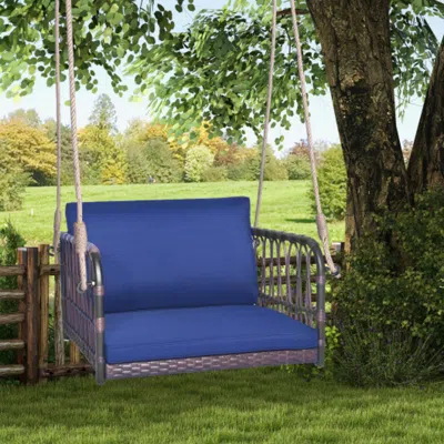 Hivvago Single Person Hanging Seat With Seat And Back Cushions-navy In Blue