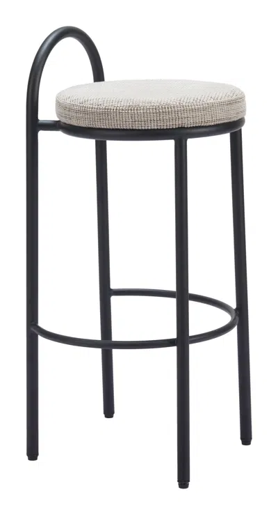 Hivvago Sisal Barstool (set Of 2) Beige Tweed In Black
