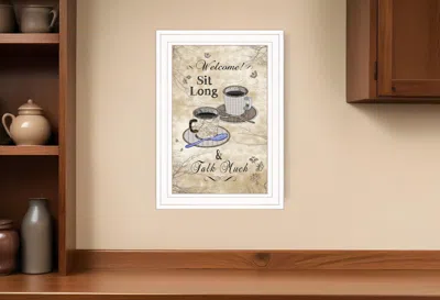 Hivvago Sit Long Talk Much White Framed Print Kitchen Wall Art