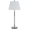 Hivvago Siu 30 Inch Table Lamp, Chrome Metal Thin Pole W Finial, White Shade In White