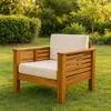 Hivvago Siyal Outdoor Club Accent Chair Set Of 2, Soft Beige, Brown Acacia Wood In Brown