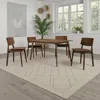 Hivvago Skie Dining Table, 59 Inch Rectangular Top, Angled Legs, Brown Solid Wood In Brown