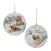 Hivvago Sled And Ski Dogs Disc Ornament (set Of 6) In Blue