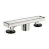 Hivvago Sleek 12-inch Brushed Nickel Linear Shower Drain With Removable Quadrato Pattern Grate In Silver