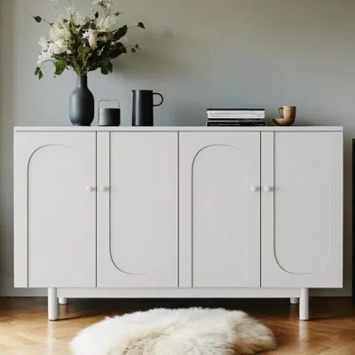 Hivvago Sleek And Versatile 4-door Intaglio Storage Cabinet