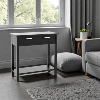 Hivvago Sleek Hall Table With Built-in Drawers And Open Storage Level In Black
