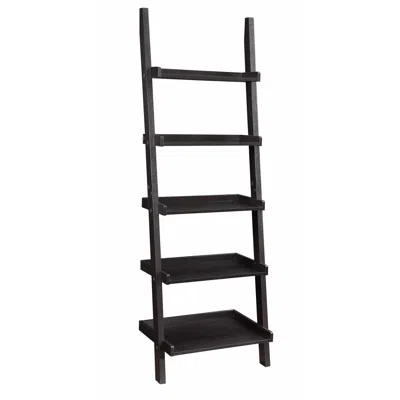 Hivvago Sleek Wooden Ladder Bookcase With 5 Shelves, Brown