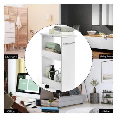 Hivvago Slim Rolling 3-tier Bathroom Mobile Shelving Cabinet Wih Handle