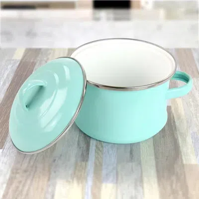 Hivvago Small 1-quart Turquoise Enameled Steel Dutch Oven With Lid In Blue