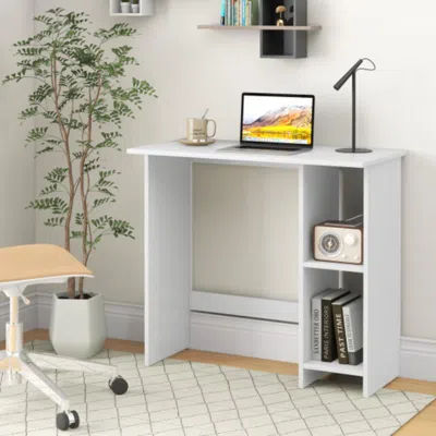 Hivvago Small Computer Desk With Storage And Adjustable Shelf-white