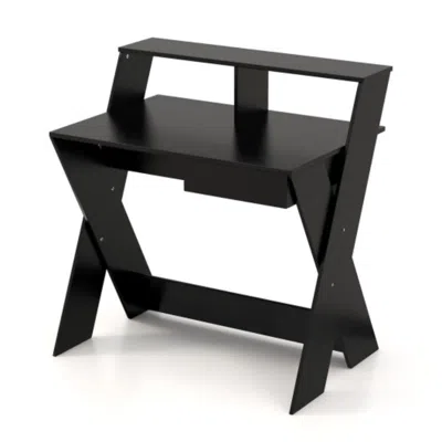 Hivvago Small Computer Desk With Storage Drawer-black