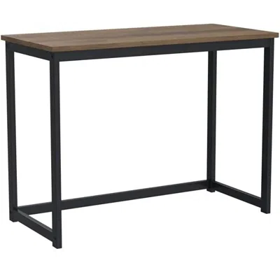 Hivvago Small Home Office Modern Laptop Computer Desk Table Metal Frame Brown Wood Top In Neutral