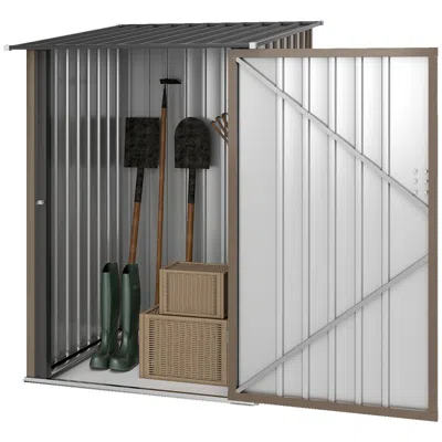Hivvago Small Lean-to Galvanized Steel Tool Shed In Gray