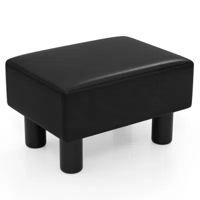 Hivvago Small Pu Leather Rectangular Seat Ottoman Footstool In Black