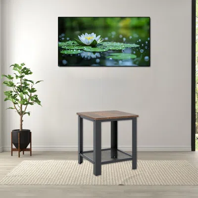 Hivvago Small Space 2-layer Industrial End Table With Open Storage Shelf In Black