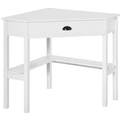 Hivvago Small Space Corner Computer Desk With Storage In White