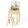 Hivvago Small Vanity Desk Set With Adjustable Led Lighted Mirror And Power Outlets-white