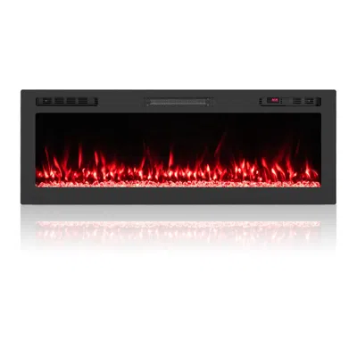 Hivvago Smart Wifi Electric Fireplace Wall Mounted & Recessed 750w/1500w Heater-50 Inch In Black