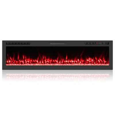 Hivvago Smart Wifi Electric Fireplace Wall Mounted & Recessed 750w/1500w Heater-68 Inch In Black