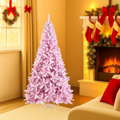 Hivvago Snow Covered 7.5ft Christmas Tree - Flocked Artificial Winter Tree In Multi
