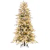 Hivvago Snow-flocked Artificial Christmas Tree Pre-lit Hinged Xmas Tree With Warm White Led Lights
