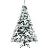 Hivvago Snow Flocked Christmas Pencil Tree With Berries And Poinsettia Flowers-6 Ft