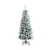 Hivvago Snow-flocked Hinged Artificial Christmas Pencil Tree With Mixed Tips-4.5 Ft