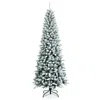 Hivvago Snow-flocked Hinged Artificial Christmas Pencil Tree With Mixed Tips-7.5 Ft
