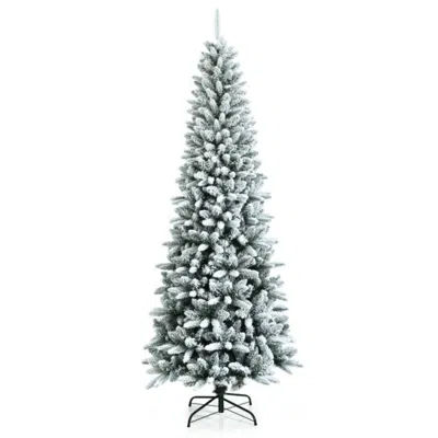 Hivvago Snow-flocked Hinged Artificial Christmas Pencil Tree With Mixed Tips-7.5 Ft In Pattern