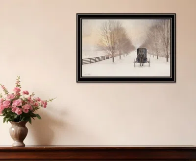 Hivvago Snowy Amish Lane Black Framed Wall Art In Multi