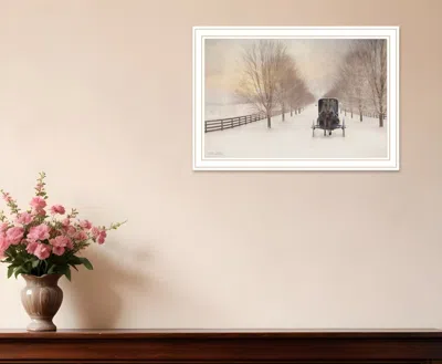Hivvago Snowy Amish Lane White Framed Wall Art