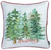 Hivvago Snowy Christmas Trees Printed Throw Pillow In Green