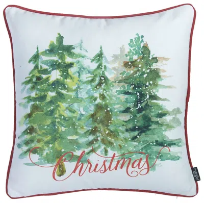 Hivvago Snowy Christmas Trees Printed Throw Pillow In Green