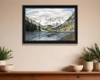 Hivvago Snowy Mountain Landscape Black Framed Wall Art