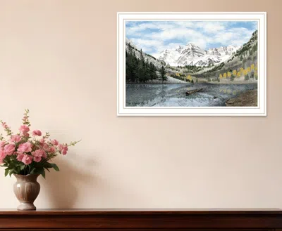 Hivvago Snowy Mountain Landscape White Framed Wall Art In Multi