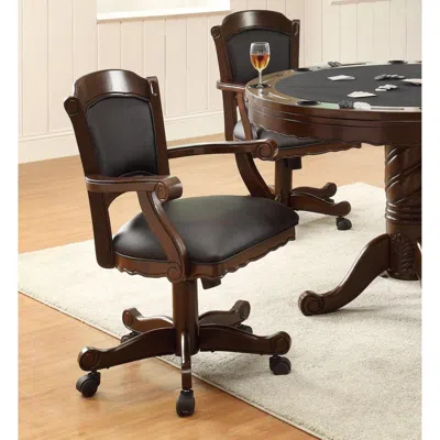 Hivvago Snug Arm Game Chair With Casters And Fabric Seat And Back, Brown In Multi