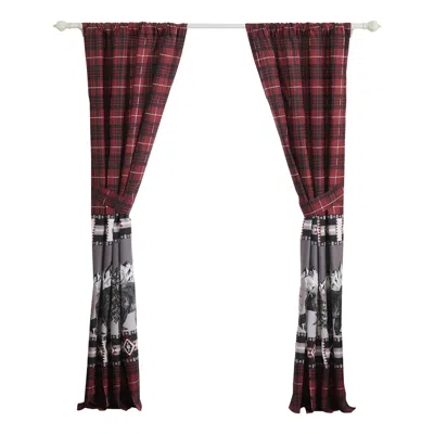 Hivvago Sofia 84 Inch Bear Panel Curtains, Poly Microfiber, Red And Black Plaid